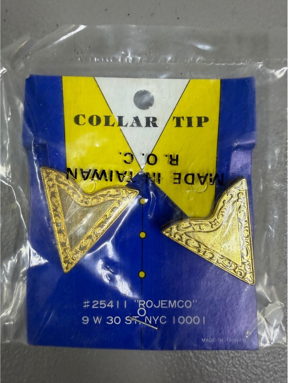 Vintage Gold Tone Triangle Collar Tips by Rojemco